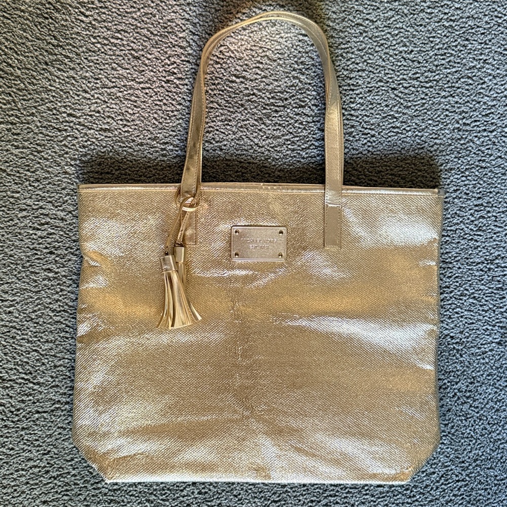 Michael Kors Gold Metallic Tote Bag with Tassels!